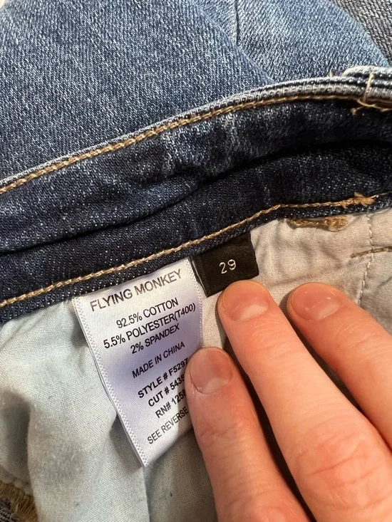 Flying Monkey Distressed Jeans in Medium Blue - Picture 5 of 5